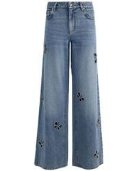 Alice + Olivia - Amazing Embellished Cut-Out Jeans - Lyst