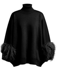Alberta Ferretti - Feather-Detail Roll-Neck Sweater - Lyst