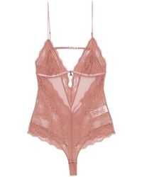 Patrizia Pepe - Lace-Panelled Mesh Bodysuit - Lyst