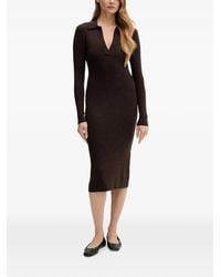 MC2 Saint Barth - V-Neck Ribbed Midi Dress - Lyst