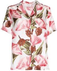 P.A.R.O.S.H. - Short-Sleeved Floral Print Silk Shirt - Lyst