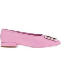 Ferragamo - Buckle Leather Ballerina Flats - Lyst