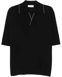 Lardini - Contrast-Trim Open-Collar T-Shirt - Lyst