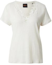BOSS - Lace-Trim V-Neck T-Shirt - Lyst