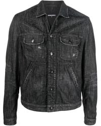 DSquared² - Studded Distressed Denim Jacket - Lyst