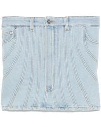 Mugler - Denim Top Met Stikseldetail - Lyst