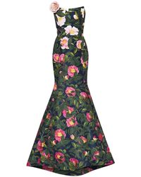 Oscar de la Renta - Camellia Faille Embroidered Gown - Lyst