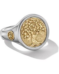 David Yurman - 18kt Yellow Gold And Silver Amulet Life & Death Signet Ring - Lyst