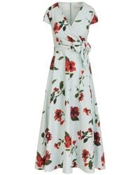 Oscar de la Renta - Hibiscus Cotton Poplin Wrap Dress - Lyst