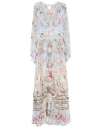 CAMILLA - Vestido largo con estampado floral y apliques - Lyst