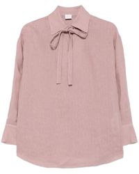 Eleventy - Tie-Neck Linen Blouse - Lyst