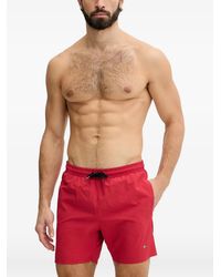 Napapijri - Drawstring-Waist Logo-Patch Swim Shorts - Lyst