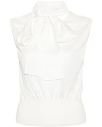 Fabiana Filippi - Pussy-Bow Collar Knitted Top - Lyst