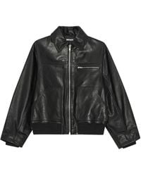 ROTATE BIRGER CHRISTENSEN - Zip Leather Bomber Jacket - Lyst