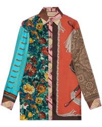 Gucci - Silk Heritage Patchwork Shirt - Lyst