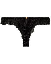 Versace - Lace-Trim Jacquard Silk Slip Thongs - Lyst