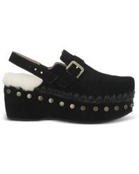 Mou - Buckle-Detail Leather Mules - Lyst