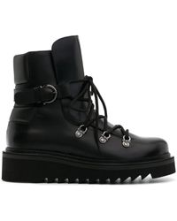 Ferragamo - Elimo Lace-Up Leather Combat Boots - Lyst
