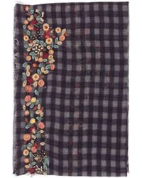 Faliero Sarti - Checked Floral-Detail Scarf - Lyst