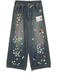 Maison Mihara Yasuhiro - Price-Tag Sticker Printed Wide-Leg Jeans - Lyst