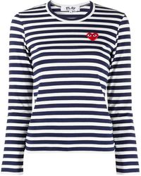 COMME DES GARÇONS PLAY - Logo Striped Cotton T-Shirt - Lyst