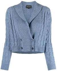 Emporio Armani - Double-breasted Cable-knit Cardigan - Lyst