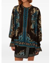 FARM Rio - Floral-Print Wrap Front Mini Skirt - Lyst