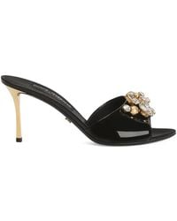 Dolce & Gabbana - Keira Patent Leather Embellished Mules - Lyst