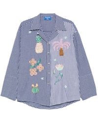 SUSANNA BLU - Gingham Striped Embroidered Shirt - Lyst