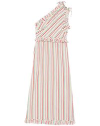 RIXO London - Ruffled Striped One-Shoulder Dress - Lyst