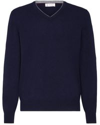Brunello Cucinelli - Jersey de cashmere con cuello en V - Lyst