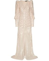 ROTATE BIRGER CHRISTENSEN - Sequin-Embellishment Puff-Sleeve Maxi Dress - Lyst
