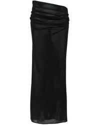 Alex Perry - Tucked Column Draped Mesh Midi Skirt - Lyst