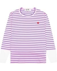 COMME DES GARÇONS PLAY - Striped Logo-Patch T-Shirt - Lyst