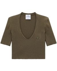 Courreges - Ribbed Knit V-Neck Top - Lyst