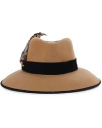 ALEXIA ALVAREZ DE TOLEDO - Feather-Embellished Velvet-Trim Hat - Lyst