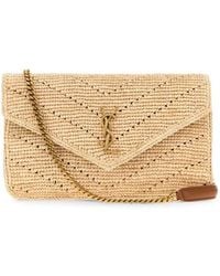 Saint Laurent - Loulou Raffia Shoulder Bag - Lyst