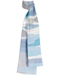 Kinross Cashmere - Abstract-Pattern Frayed-Edge Scarf - Lyst