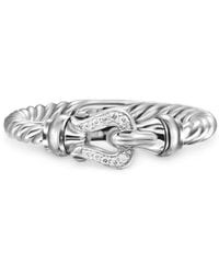 David Yurman - Petite Buckle Ring Aus Sterlingsilber Mit Diamanten - Lyst