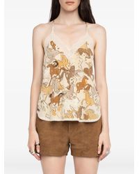 Zadig & Voltaire - Christy Horse-Print Lace-Trimmed Top - Lyst
