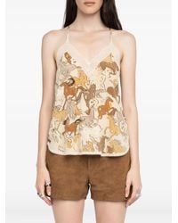Zadig & Voltaire - Christy Horse-Print Lace-Trimmed Top - Lyst