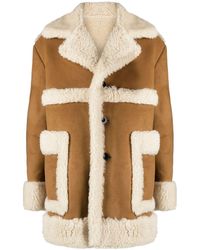 Sacai - Manteau boutonné en peau lainée artificielle - Lyst