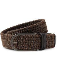 ZEGNA - Dark Leather And Wool Blend Belt - Lyst