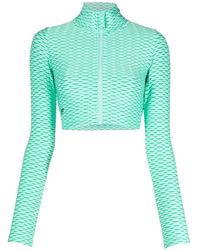 Tessitura Body Couture - 3D Texture Zip-Up Cropped Track Jacket - Lyst