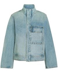 Nili Lotan - Funnel-Neck Patch-Pocket Denim Jacket - Lyst