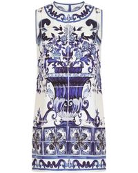 Dolce & Gabbana - Majolica-Print Charmeuse Top - Lyst