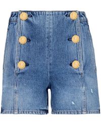 Balmain - Short en jean à taille haute - Lyst