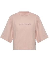Palm Angels - Rhinestone-Logo Cropped T-Shirt - Lyst