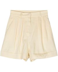 ANDAMANE - Pleated Linen-blend Shorts - Lyst