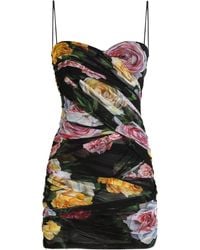 Dolce & Gabbana - Floral-Print Mini Dress - Lyst